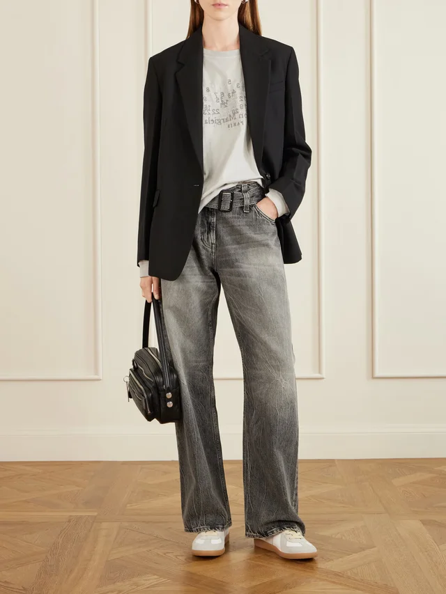 MAISON MARGIELA Logo-embroidered cotton T-shirt in Grey, photo 2 of 2 from NET-A-PORTER (Canada)