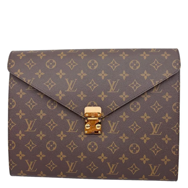 Louis Vuitton Mark Folder Monogram Canvas Clutch Brown in Brown Coated canvas from Dallas Designer Handbags