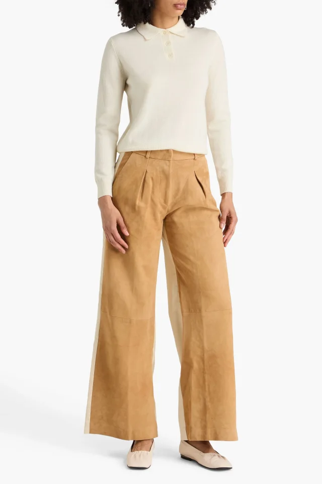 Halfboy Twill-Paneled Suede Wide-Leg Pants, photo 2 of 4 from THE OUTNET