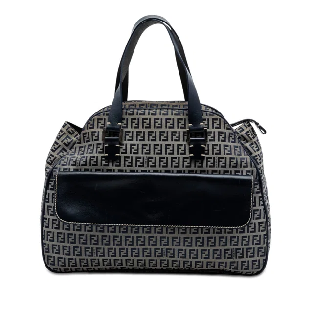 Gray Fendi Zucchino Canvas Handbag in Grey Canvas from Designer Revival