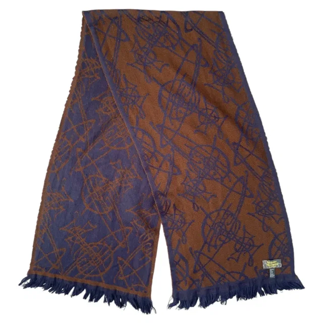 Vivienne Westwood Reversible Full-Print Orb Logo Scarf in Brown in brown|red from Grailed