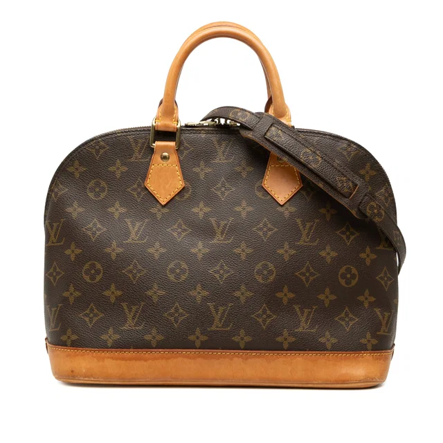 Brown Louis Vuitton Monogram Alma PM Handbag in Brown Coated canvas from Designer Revival