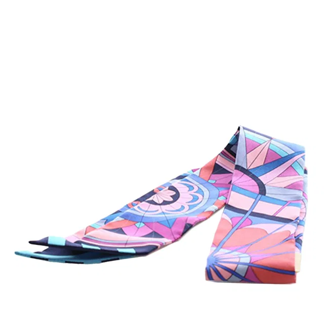 Blue Hermès Rose De Compas Silk Twilly Scarf Scarves in Blue Silk from Designer Revival