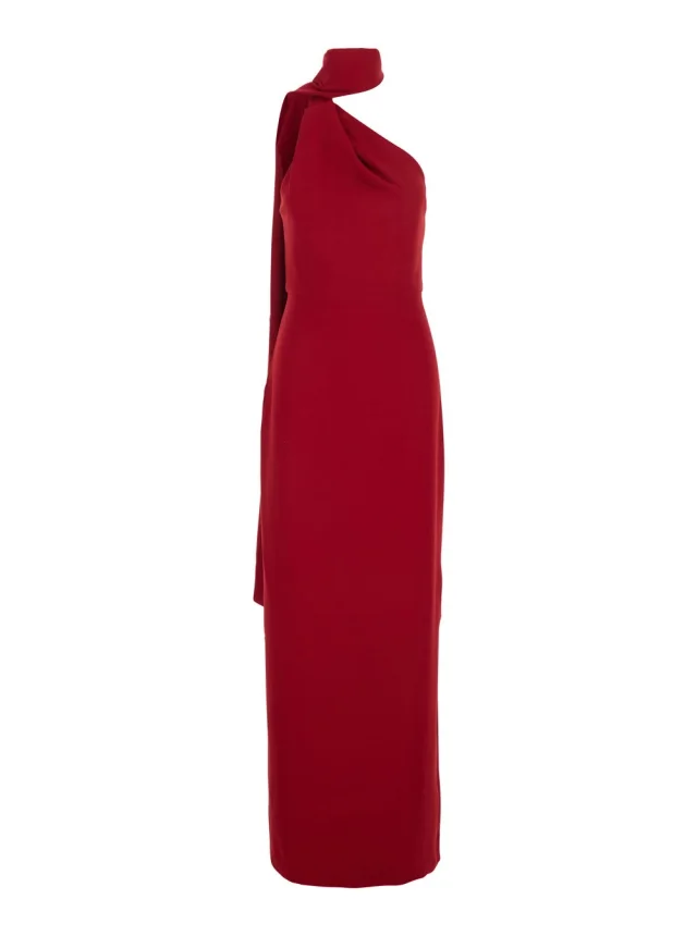 Solace london Long Dress 'Demi' with One-Shoulder Design and Back Vent in Red Fabric for Women in Red 100% Polyester from Gaudenzi Boutique, photo 1 of 1