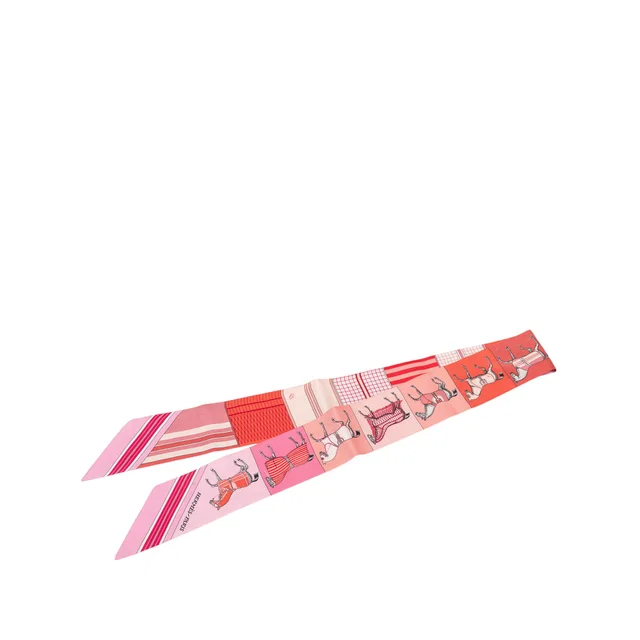 Pink Hermès Couvertures Nouvelles Silk Twilly Scarf Scarves in Pink Silk from Designer Revival