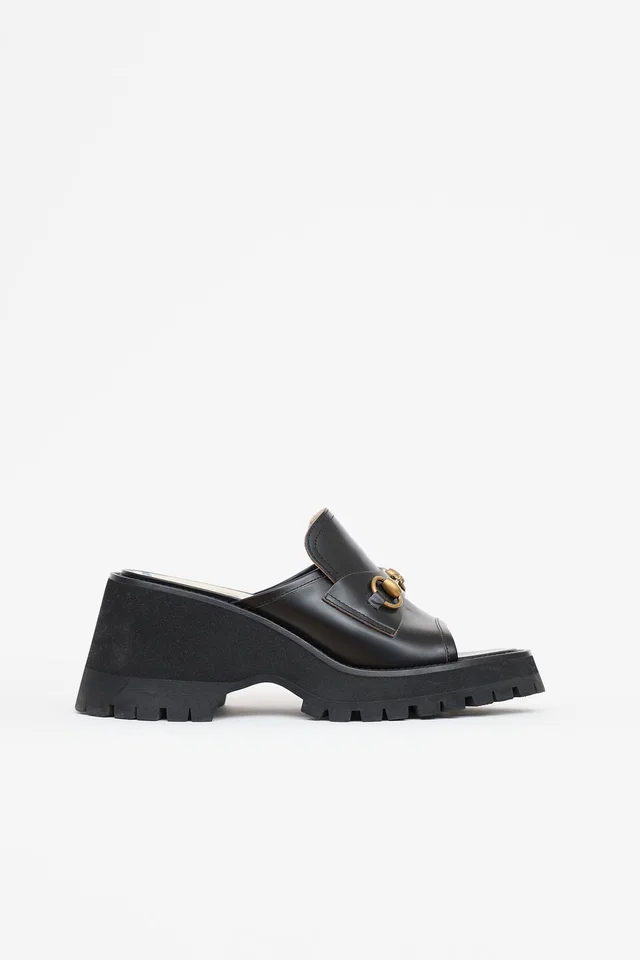 Gucci Horsebit Peep Toe Mule in Leather from VSP Consignment