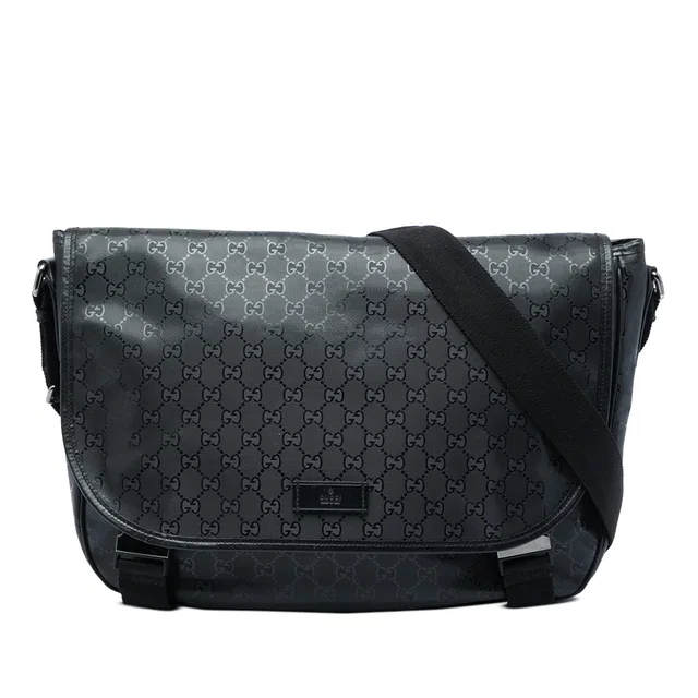 Black Gucci GG Imprime Messenger Bag in Black Coated canvas from Designer Revival