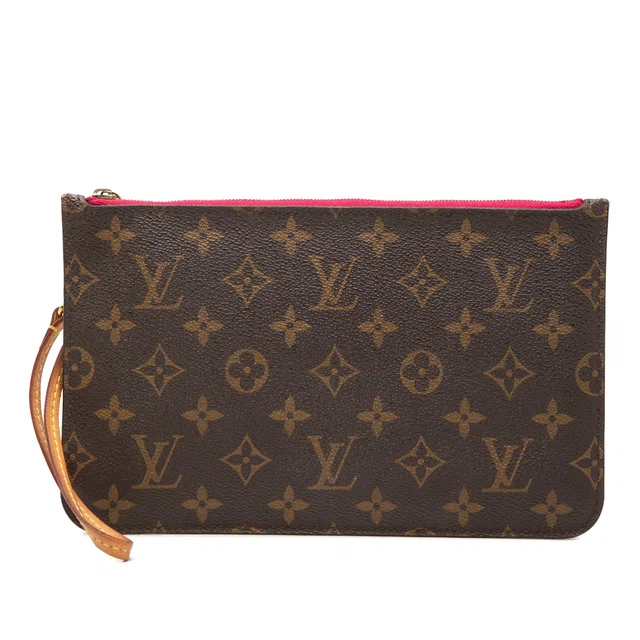 Brown Louis Vuitton Monogram Neverfull MM Pouch in Brown Coated canvas from Designer Revival