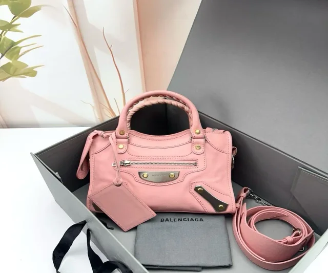 Balenciaga Smooth Lambskin Neo Classic Mini Bag in Pink Lambskin from Luxury Promise