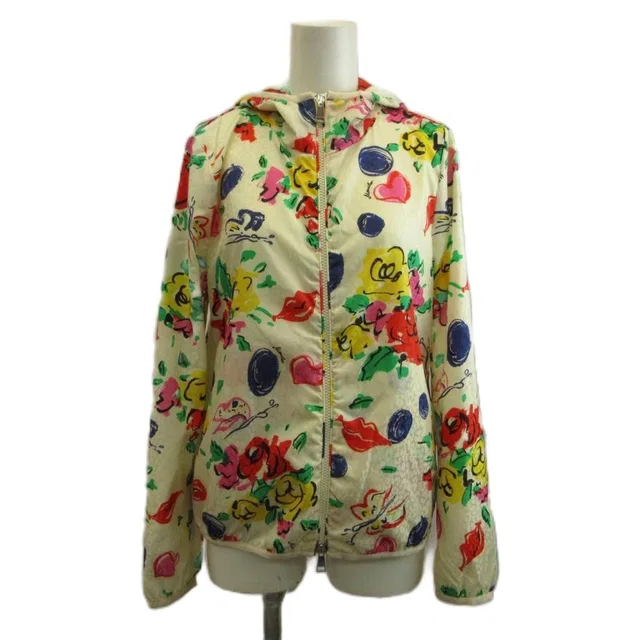 Moncler Vive Giubbotto Nylon Hoodie Zip Up Heart Floral Lip All Over Logo 00 XS in Nylon from The Reluxe