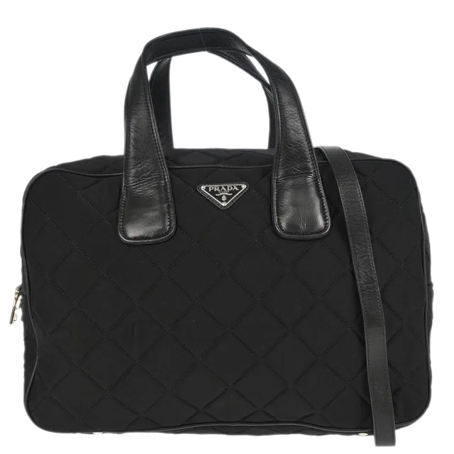 Prada Black Nylon 2way Shoulder Handbag in Black Nylon from AMORE Vintage Tokyo