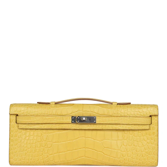 Hermès Kelly Cut Mimosa Matte Alligator Palladium Hardware in Crocodile from Madison Avenue Couture