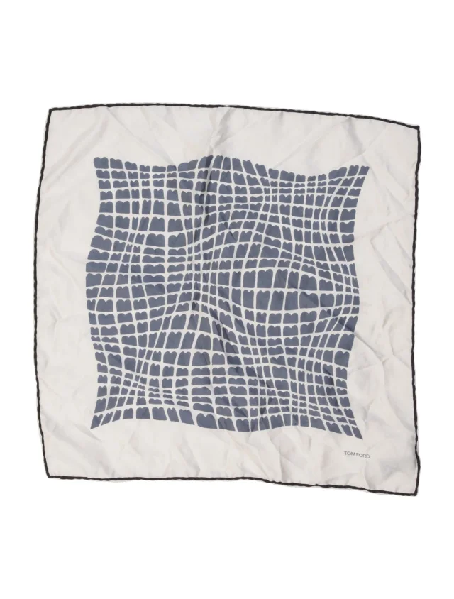 Tom Ford Silk Pattern Printed Pocket Square in white Silk from The RealReal