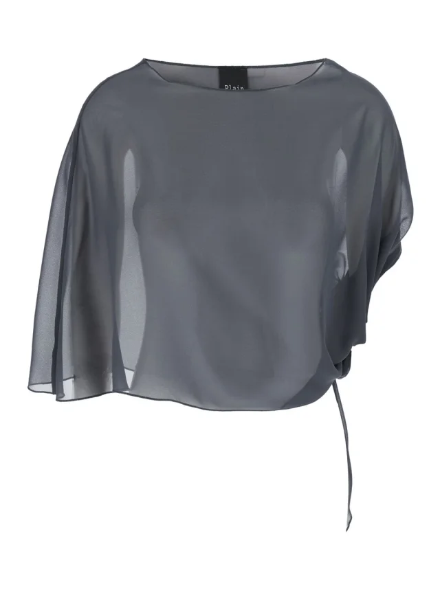 Leplain Grey Stole with side knot in Tech Fabric Woman in Grey 100% Polyester, image 1 of 1 from Gaudenzi Boutique