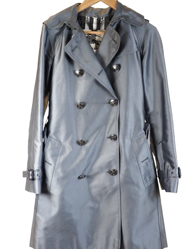 Burberry Silver Grey Trench Coat #38 in Grey from Luxury Promise