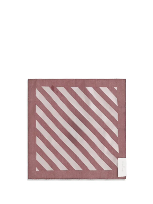 Brunello Cucinelli Striped Cotton Pocket Square — Cherry Scarfs from HEWI