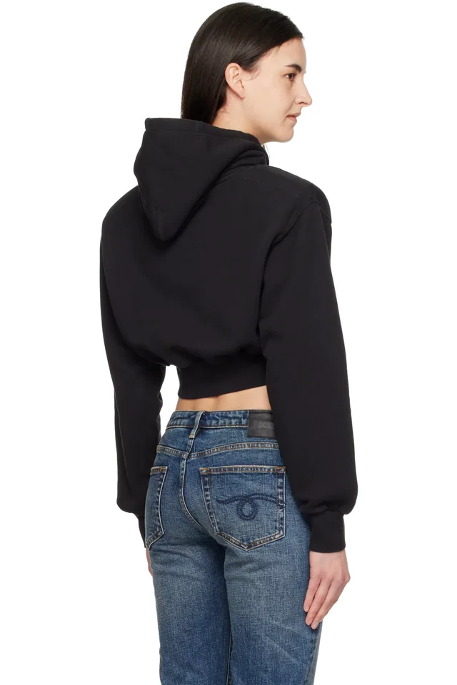 VAQUERA Black Shoulder Pad Hoodie, photo 3 of 4 from SSENSE