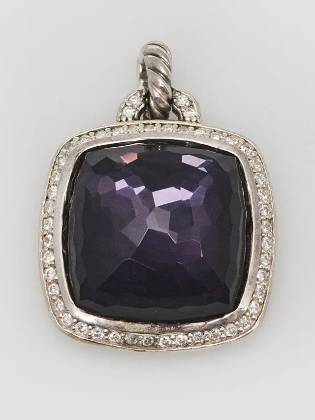 David Yurman 17mm Black Orchid and Diamond Albion Enhancer in Black from Yoogis