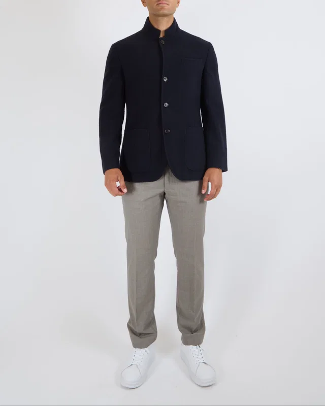 Brunello Cucinelli Menswear Navy Cashmere Short Coat with Buttons Size M (UK 40) in Navy Cashmere from Sellier