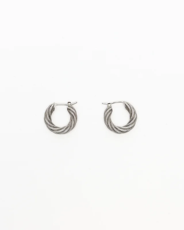 Bottega Veneta Twist Hoop Silver Earrings in Silver from A Retro Tale, photo 3 of 4