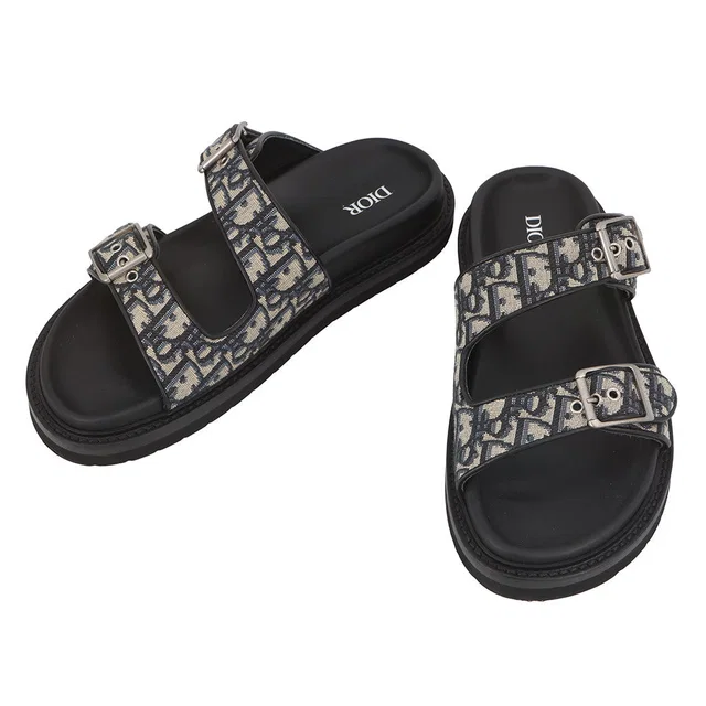 Dior Oblique Aqua Sandals Navy3SA135ZSA_H561 Canvas Rubber Size 41 in Canvas from GALLERY RARE