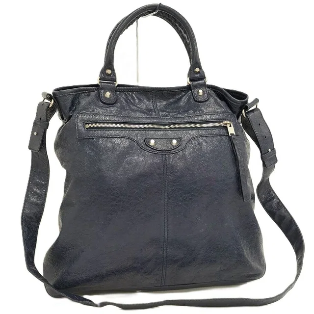 Balenciaga City 2-Way Bag Leather Navy Blue in Navy Leather from The Reluxe
