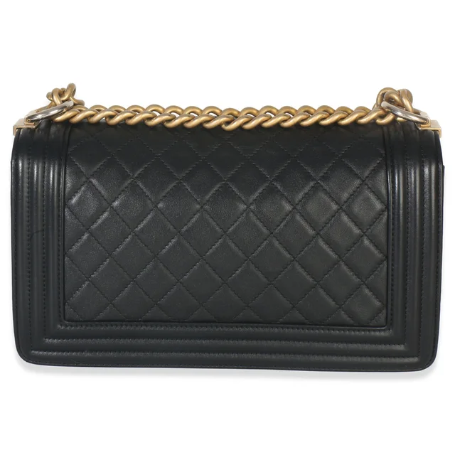 Chanel Black Quilted Lambskin Old Medium Boy Bag in Black Lambskin from myGemma, photo 2 of 2