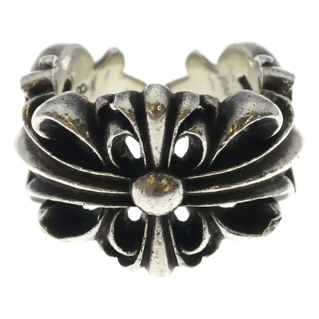 Chrome Hearts Dbl Flrl Double Floral Cross Ring Silver in Silver from The Reluxe