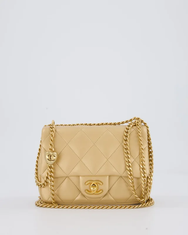 Chanel 23P Gold Quilted Mini Sweetheart Flap Bag from Sellier