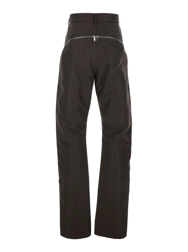Rick owens Bolan Banana Pants with Zip Details in Brown Stretch Cotton for Men in Brown 62% Cotton 38% Nylon, photo 3 of 6 from Gaudenzi Boutique