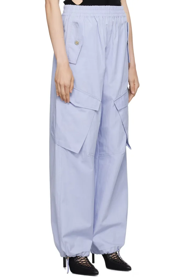 Dion Lee Blue Elasicized Trousers, photo 2 of 4 from SSENSE
