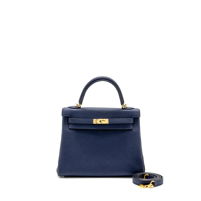 Hermès Kelly 25 Togo Bleu Saphir GHW Stamp Z in Blue Togo leather from EMIER