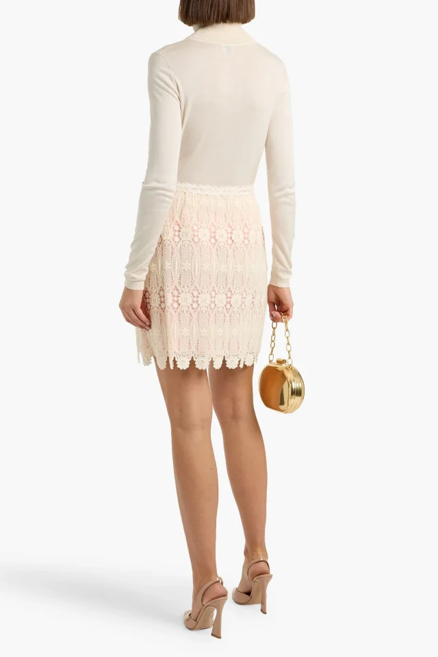Giambattista Valli Cotton-Blend Crocheted Lace Mini Skirt in White, photo 3 of 4 from THE OUTNET