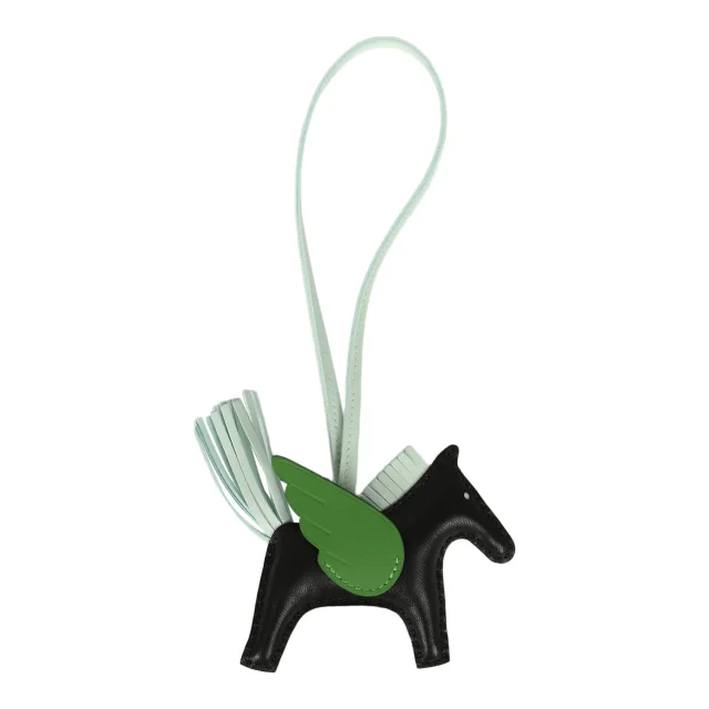 Hermès Pegase Rodeo Bag Charm PM Black, Vert Peppermint and Vert Yucca Milo Lambskin in Black Lambskin from Madison Avenue Couture, photo 2 of 3