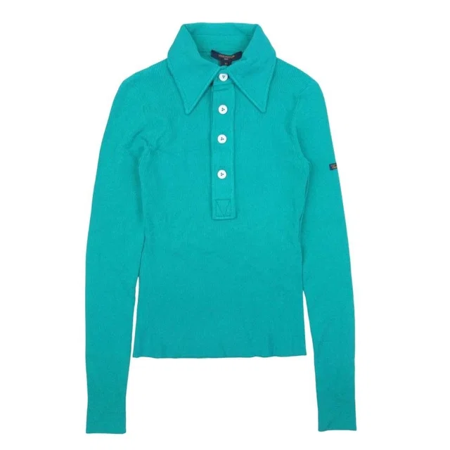 Louis Vuitton Rib Knit Sweater Polo Shirt Long Sleeve Logo Pullover Top XS from The Reluxe
