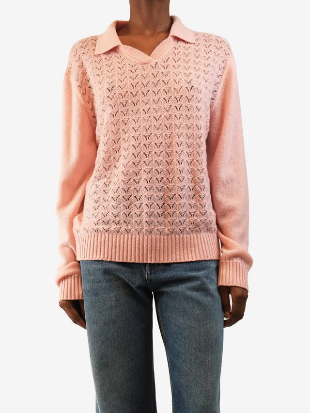 Miu Miu Pink polo knit jumper - size UK 6 in Pink Cashmere from Sign of the Times