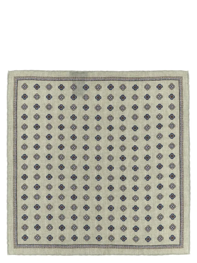 Brunello Cucinelli Silk Medaglione Scarf — Sage Green Pure Scarfs in Green Silk from HEWI
