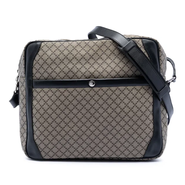 Tan Gucci Diamante Coated Canvas Messenger Bag in Brown Coated canvas from Designer Revival