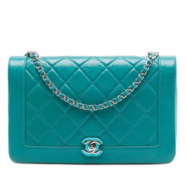 Blue Chanel Small Quilted Crumpled Calfskin Bi Vintage Full Flap Crossbody Bag in Blue Calfskin from Designer Revival