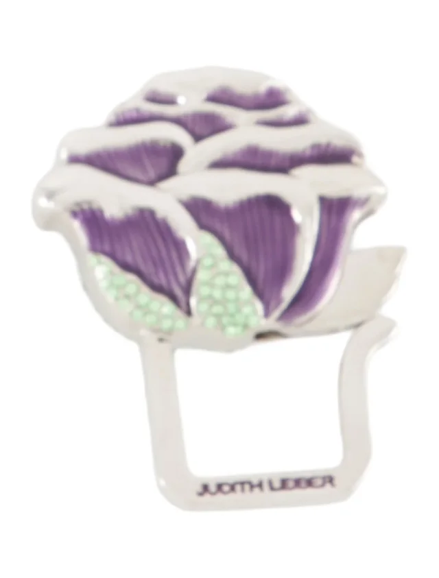 Judith Leiber Pattern Print Metal Keychain in silver|gray|purple from The RealReal