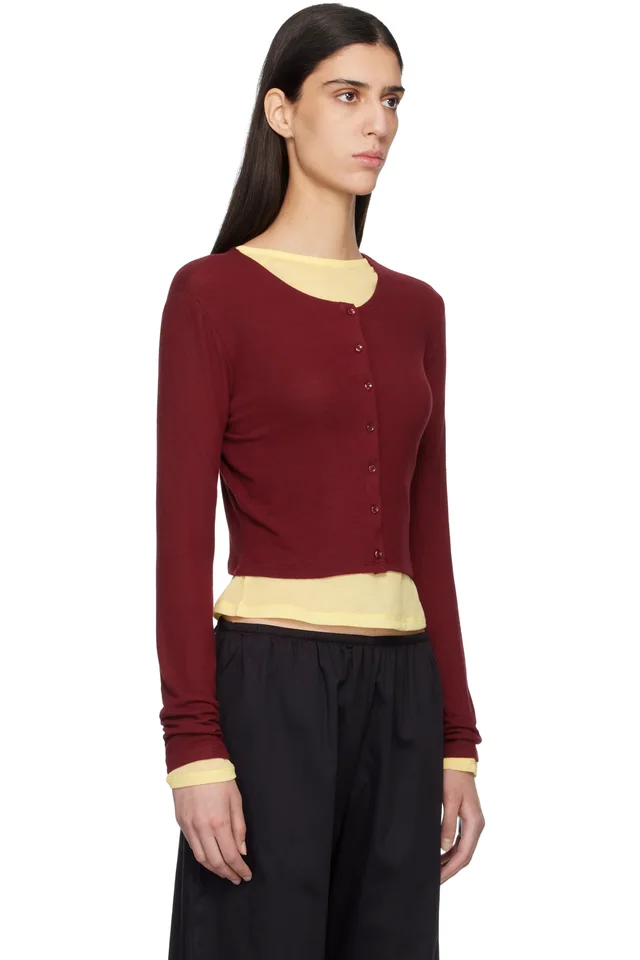 LESET Red Lauren Crop II Cardigan, photo 2 of 4 from SSENSE