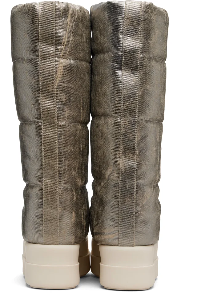 Rick Owens DRKSHDW Silver Concordians Mega Bumper Knee High Lunar Boots, photo 2 of 5 from SSENSE