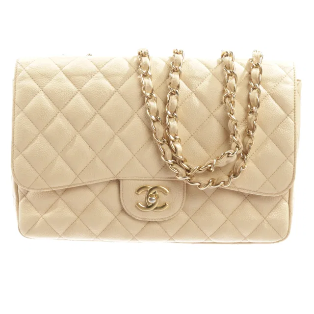 Chanel Classic Flap 11.12 Large Schultertasche Beige in Weiß from Buddy And Selly