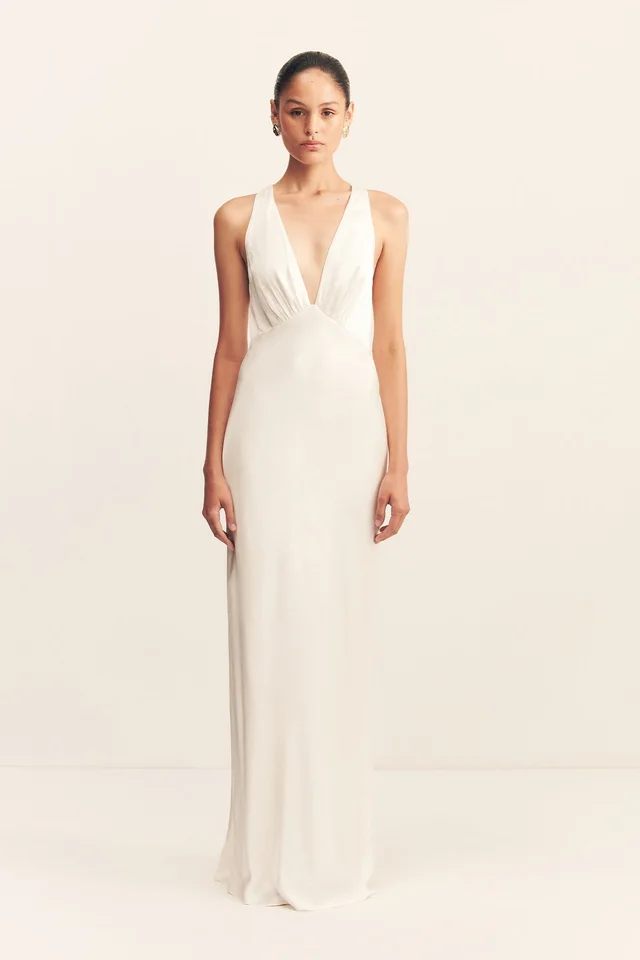 Shona Joy LA LUNE PLUNGED CROSS BACK MAXI DRESS - WHITE from Shona Joy, photo 1 of 1