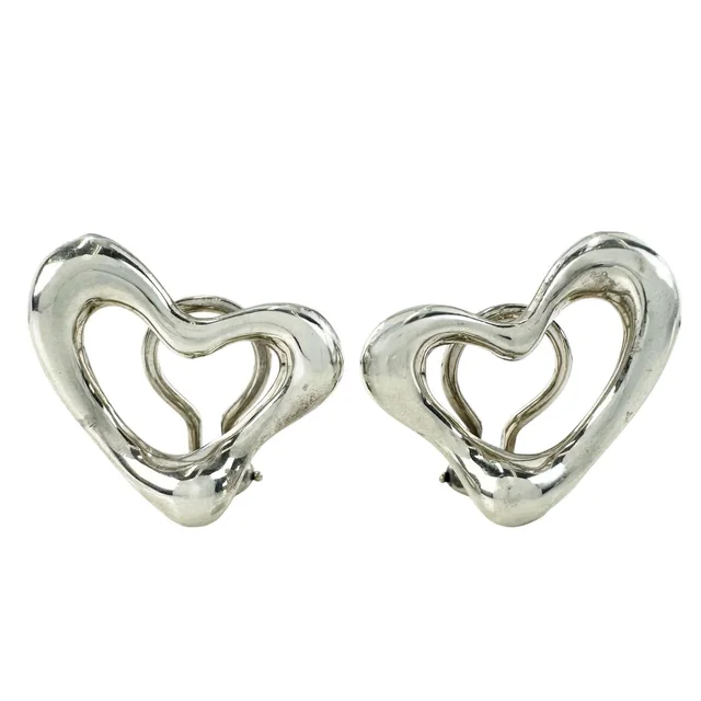 Tiffany & Co. Earrings Elsa Peretti Silver Open Heart in Silver from The Reluxe