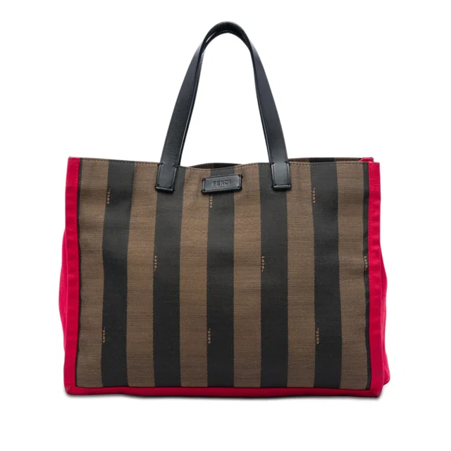 Brown Fendi Pequin Canvas Simply Shopping Tote in Brown Canvas from Designer Revival