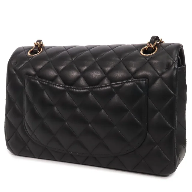 Chanel Chain Black Pink Gold Lambskin Quilted 23 Double Flap Shoulder Bag in Black Lambskin from The Reluxe, photo 2 of 3