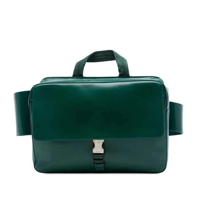 Green Prada Calfskin Convertible Belt Bag in Green Calfskin from Designer Revival