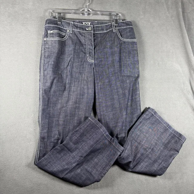 Escada Women's Straight leg Jeans - Navy - 10 in blue Denim from Depop