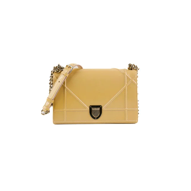 Dior Diorama Medium Patent Shoulder Bag Yellow in Yellow Patent leather from The Purse Affair